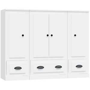 vidaXL Buffets 3 pcs blanc bois d'ingénierie