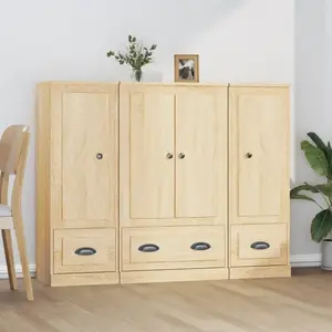 vidaXL Buffets 3 pcs chêne sonoma bois d'ingénierie pas cher