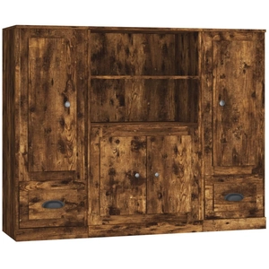 vidaXL Buffets 3 pcs chêne fumé bois d'ingénierie pas cher