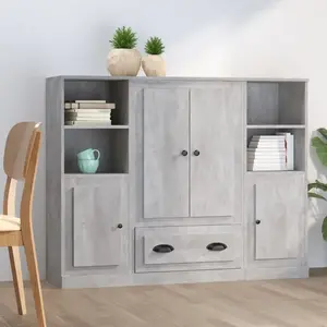 vidaXL Buffets 3 pcs gris béton bois d'ingénierie pas cher