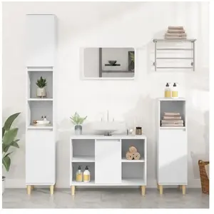 vidaXL Ensemble de meubles salle de bain 3 pcs blanc bois d'ingénierie pas cher