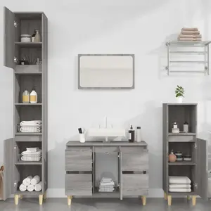 Comparateur de prix : vidaXL Ensemble de meubles de salle de bain 3 pcs Sonoma gris