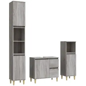 Comparateur de prix : vidaXL Ensemble d'armoires de salle de bain 3 pcs sonoma gris