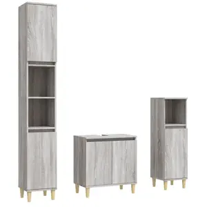vidaXL Ensemble de meubles de salle de bain 3 pcs Sonoma gris pas cher
