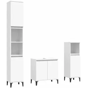 vidaXL Ensemble de meubles salle de bain 3 pcs blanc bois d'ingénierie pas cher