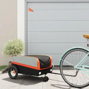 vidaXL Remorque de vélo noir et orange 30 kg fer pas cher