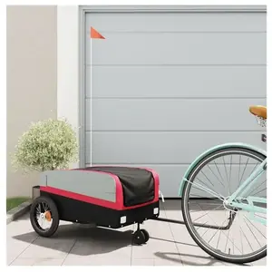 vidaXL Remorque de vélo noir et rouge 30 kg fer pas cher