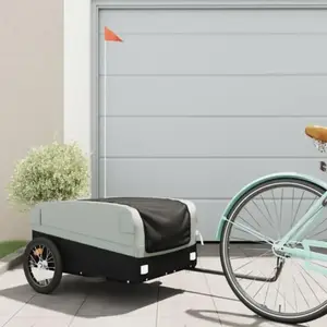 Comparateur de prix : vidaXL Remorque de vélo noir et gris 45 kg fer