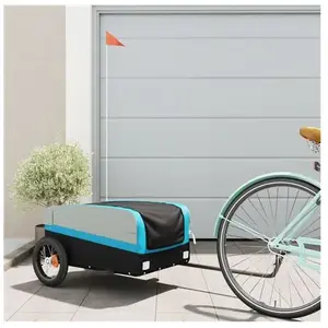 vidaXL Remorque de vélo noir et bleu 30 kg fer pas cher