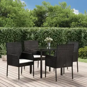 vidaXL Ensemble à manger de jardin coussins 5pcs Noir Résine tressée pas cher