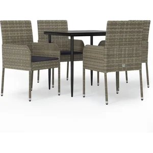 vidaXL Ensemble à manger de jardin coussins 5 pcs noir et gris pas cher