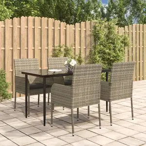 vidaXL Ensemble à manger de jardin coussins 5 pcs noir et gris pas cher