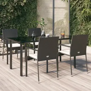 vidaXL Ensemble à manger de jardin coussins 5pcs Noir Résine tressée pas cher