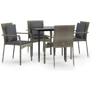 vidaXL Ensemble à manger de jardin coussins 5 pcs noir et gris pas cher