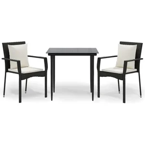vidaXL Ensemble à manger de jardin avec coussins 3 pcs Noir pas cher