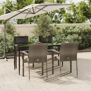 vidaXL Ensemble à manger de jardin coussins 5 pcs noir et gris pas cher