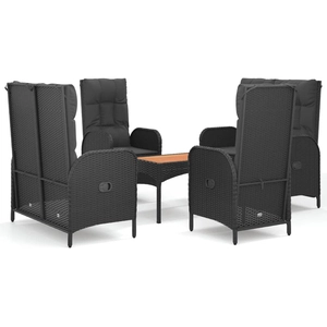 vidaXL Ensemble à manger de jardin coussins 5pcs Noir Résine tressée pas cher