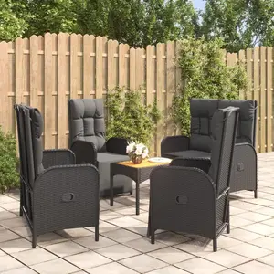 vidaXL Ensemble à manger de jardin coussins 5pcs Noir Résine tressée pas cher