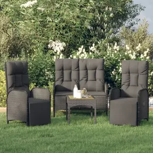 vidaXL Ensemble à manger de jardin avec coussins 3 pcs Noir pas cher