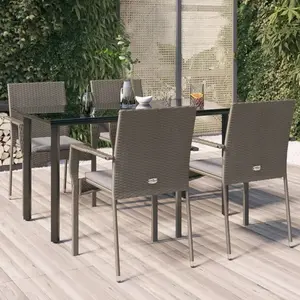 vidaXL Ensemble à manger de jardin coussins 5 pcs noir et gris pas cher