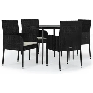 vidaXL Ensemble à manger de jardin coussins 5pcs Noir Résine tressée pas cher