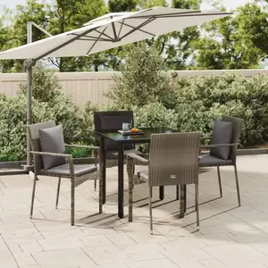 vidaXL Ensemble à manger de jardin coussins 5 pcs noir et gris pas cher