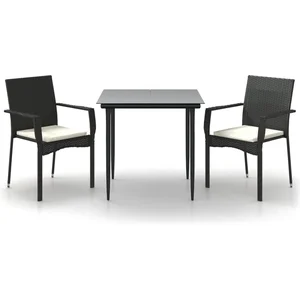 vidaXL Ensemble à manger de jardin avec coussins 3 pcs Noir pas cher