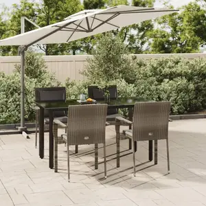 vidaXL Ensemble à manger de jardin coussins 5 pcs noir et gris pas cher