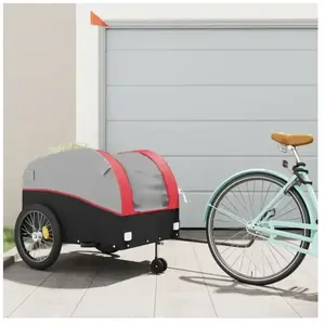 vidaXL Remorque de vélo noir et rouge 45 kg fer pas cher