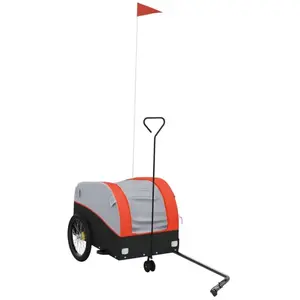 vidaXL Remorque de vélo noir et orange 30 kg fer pas cher