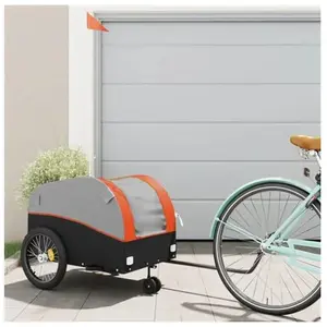 vidaXL Remorque de vélo noir et orange 45 kg fer pas cher