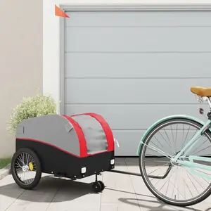 vidaXL Remorque de vélo noir et rouge 45 kg fer pas cher