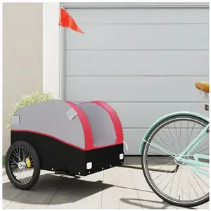 vidaXL Remorque de vélo noir et rouge 45 kg fer pas cher