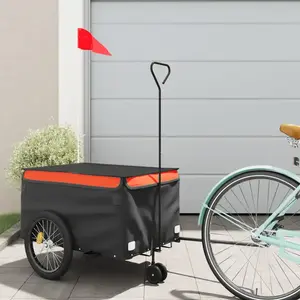 vidaXL Vidaxl Remorque De Vélo Noir Et Orange 30 Kg Fer pas cher