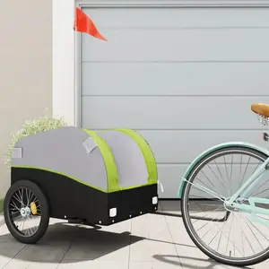 vidaXL Remorque de vélo noir et vert 45 kg fer pas cher