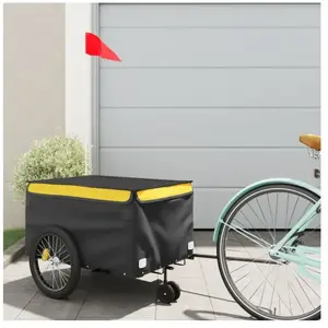 vidaXL Remorque de vélo noir et jaune 30 kg fer pas cher