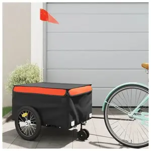 vidaXL Remorque de vélo noir et orange 45 kg fer pas cher