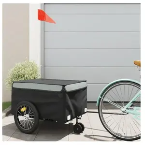 vidaXL Remorque de vélo noir et gris 45 kg fer pas cher