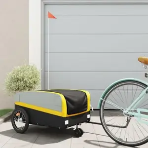 vidaXL Remorque de vélo noir et jaune 45 kg fer pas cher