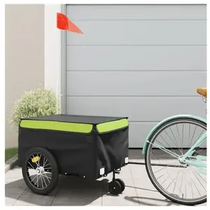 vidaXL Remorque de vélo noir et vert 45 kg fer pas cher