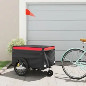 vidaXL Remorque de vélo noir et rouge 45 kg fer pas cher