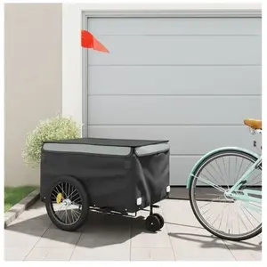 vidaXL Remorque de vélo noir et gris 45 kg fer pas cher