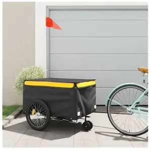 Comparateur de prix : vidaXL Remorque de vélo noir et jaune 45 kg fer