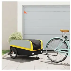 vidaXL Remorque de vélo noir et jaune 45 kg fer pas cher