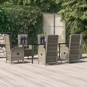 vidaXL Ensemble à manger jardin et coussins 7 pcs Noir et gris Rotin pas cher