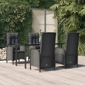 vidaXL Ensemble à manger de jardin coussins 5pcs Noir Résine tressée pas cher