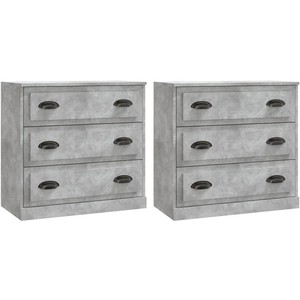 vidaXL Buffets 2 pcs gris béton bois d'ingénierie pas cher