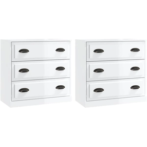vidaXL Buffets 2 pcs blanc brillant bois d'ingénierie pas cher
