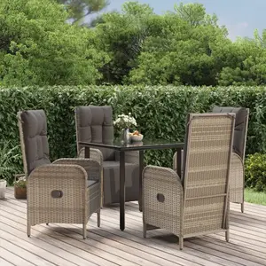 vidaXL Ensemble à manger de jardin coussins 5 pcs noir et gris pas cher