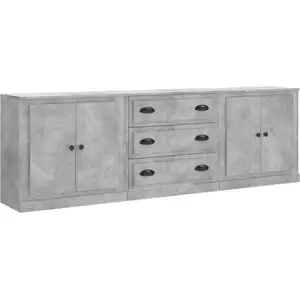 vidaXL Buffets 3 pcs gris béton bois d'ingénierie pas cher